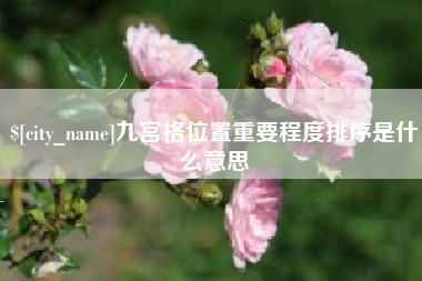 巨野九宫格位置重要程度排序是什么意思